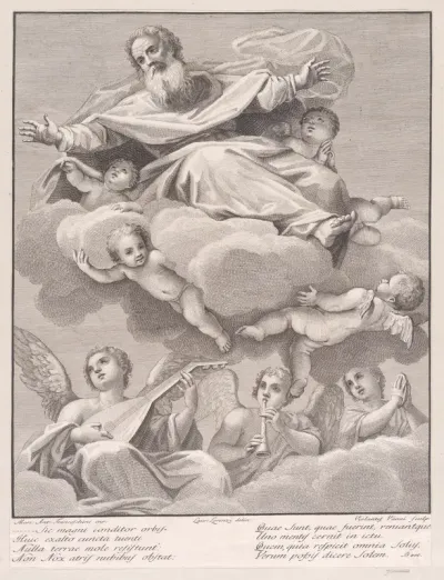 God with musical angels and cherubim