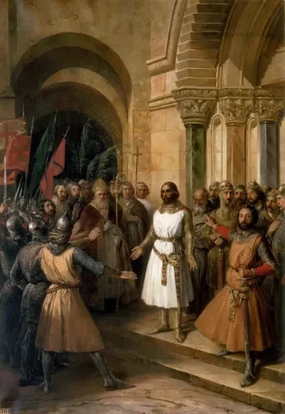 Godofredo de Bouillon proclamado rey de Jerusalén.