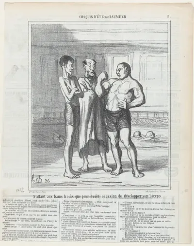 Going to the swimming pool just for the development of one's muscles, from 'Summer sketches,' published in Le Charivari, August 10, 1865
