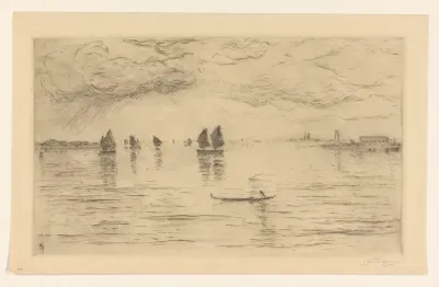 Gondel en zeilboten op het water