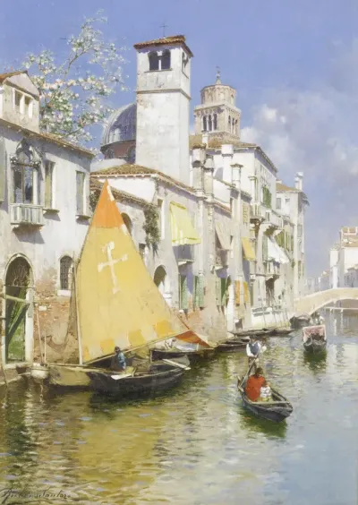 Gondolas on a Venetian canal