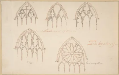 Gothic Window Traceries, Tewkesbury; Tomb (verso)