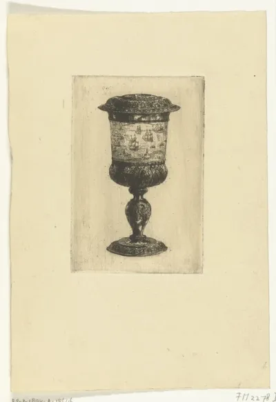 Gouden beker met deksel, geschonken aan Michiel Adriaenszoon de Ruyter ter gelegenheid van de Tocht naar Chatham, 1667