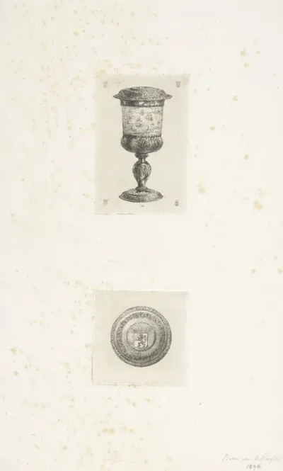 Gouden beker met deksel, geschonken aan Michiel de Ruyter ter gelegenheid van de Tocht naar Chatham, 1667