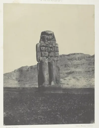 Gournah, Statue de Memnon; Thèbes, plate 55 from the album "Egypte, Nubie, Palestine et Syrie" (1852)