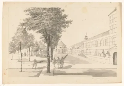 Gouvernement, kasteelkerk en dragonderwacht binnen het kasteel te Batavia