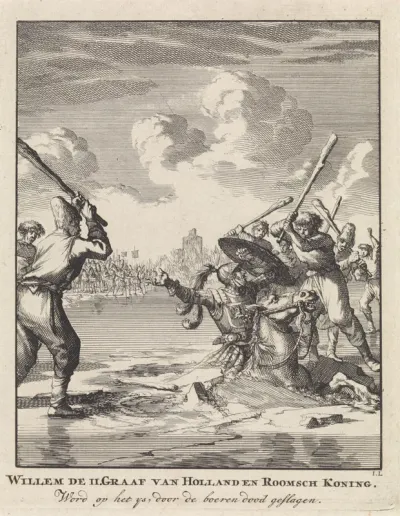Graaf Willem II zakt bij Hoogwoud door het ijs, 1256