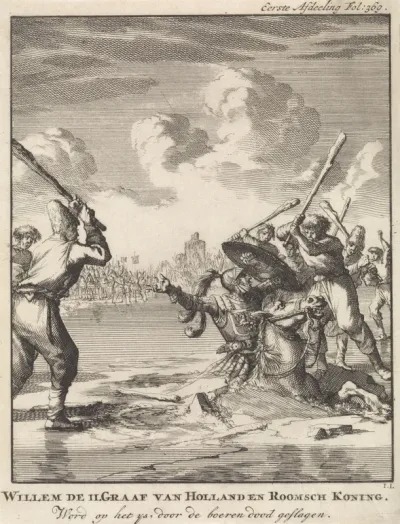 Graaf Willem II zakt bij Hoogwoud door het ijs, 1256
