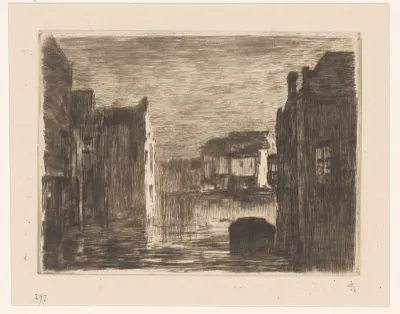 Gracht in Dordrecht bij avond
