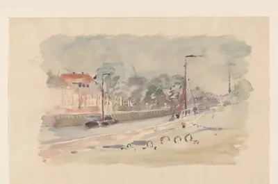 Gracht met gemeerde schepen te Hellevoetsluis