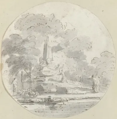 Grafmonument in landschap