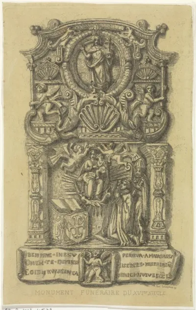 Grafmonument met de kroning van Maria in reliëf