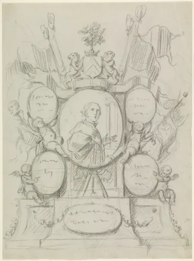 Grafmonument met medaillons en putti