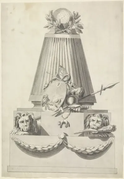 Grafmonument met obelisk en leeuwen