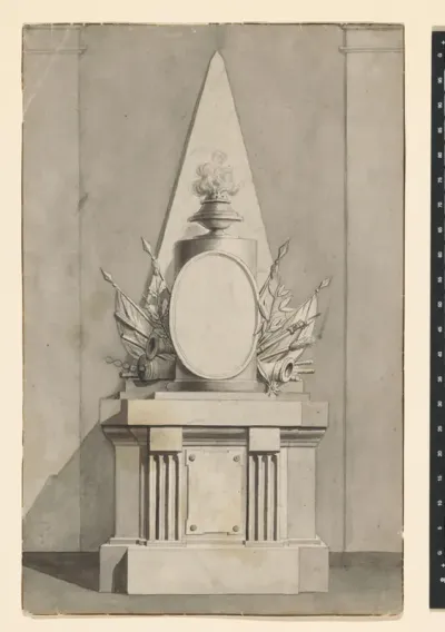 Grafmonument met obelisk en medaillon