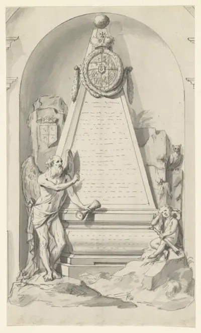 Grafmonument met obelisk en Vader Tijd