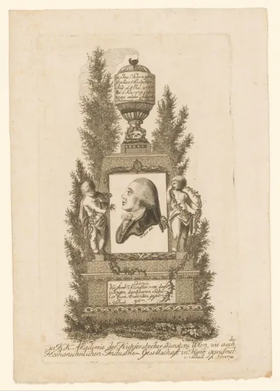 Grafmonument met portret van Georg Jacob Schrazenstaller