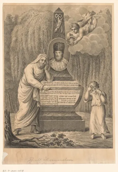 Grafmonument met portret van Jacob Mozes Löwenstamm