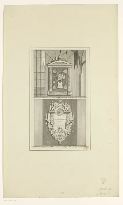 Grafmonumenten van veldmaarschalk Paulus Wirtz en schout-bij-nacht Willem van der Zaan in de Oude Kerk te Amsterdam