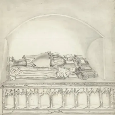 Graftombe met portretfiguren in een kerk te Geervliet