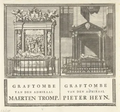 Graftomben van admiralen Maarten Harpertsz. Tromp en Piet Hein in Oude Kerk te Delft