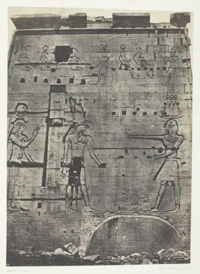 Grand Temple d'Isis à Philoe, Second Pylône; Nubie, plate 74 from the album "Egypte, Nubie, Palestine et Syrie" (1852)