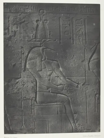 Grand Temple d'Isis à Philoe, Tôth Ibiocéphale; Nubie, plate 79 from the album "Egypte, Nubie, Palestine et Syrie" (1852)