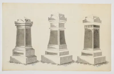 Grave Monument Designs, Three Short Pillars, Nos. 925, 1316, 956