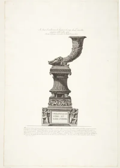 Gravmonument formet som en rhyton udsmykket med hovedet af et vildsvin; fundet i en grav på Via Appia