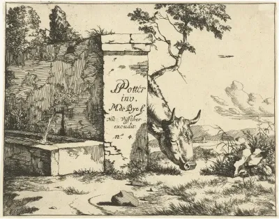 Grazend rund achter muur