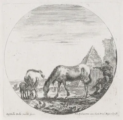 Grazende paarden bij de Piramide van Cestius