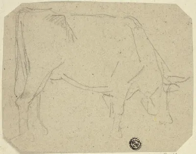 Grazing Cow (Turned to Right) (recto); Hindquarters of a Horse (verso)