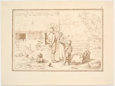 Grædende bondefamilie (illustration til eventyret "Bjergmanden og Tordenvejret")