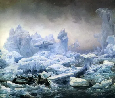 Greenlanders Hunting Walruses in the Arctic Sea