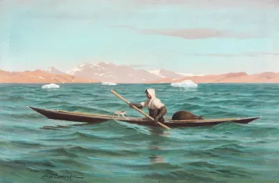 Greenlandic hunter at sea.