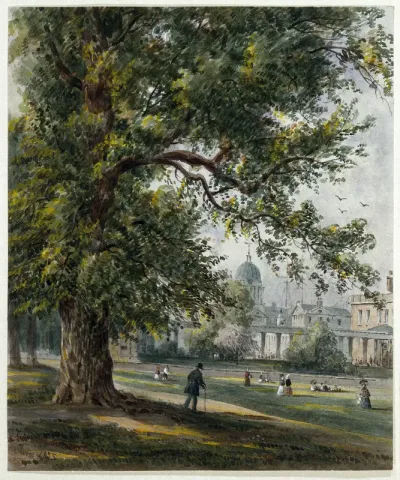 Greenwich Hospital from the park, June