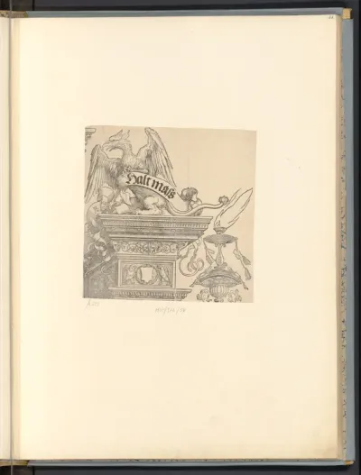 Greif (Die Ehrenpforte Kaiser Maximilians I., rechtes Freisäulenpaar, D' 1, Bekrönung)