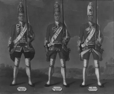 Grenadiers, 1st Royal, 2nd Queen's and 3rd Regiments of Foot, 1751