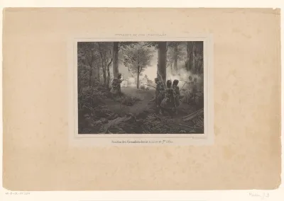 Grenadiers schieten vanuit het Warandepark te Brussel, 1830