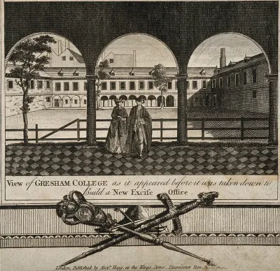 Gresham College, London: the court seen from the cloister