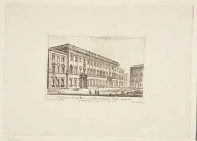 Greven af Bracciano Odeschalchi's palazzo. 1. Palazzo Muti. 2. S. Marcello-klosteret