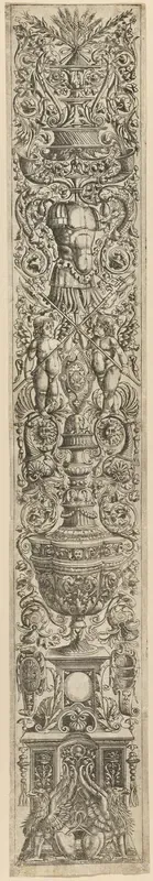 Griffins and Two Cupids Crossing Halberds, plate five of Twelve Ornament Panels