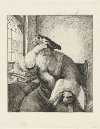 Grijsaard aan het venster
