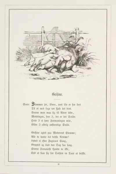 Grisene. Illustration til H.V. Kaalund, "Fabler for Børn"