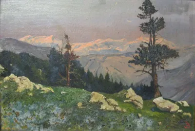 Grödner Joch in einem Gemälde des Josef Blaas