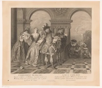 Groep acteurs op een podium