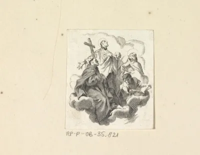Groep heiligen op wolken