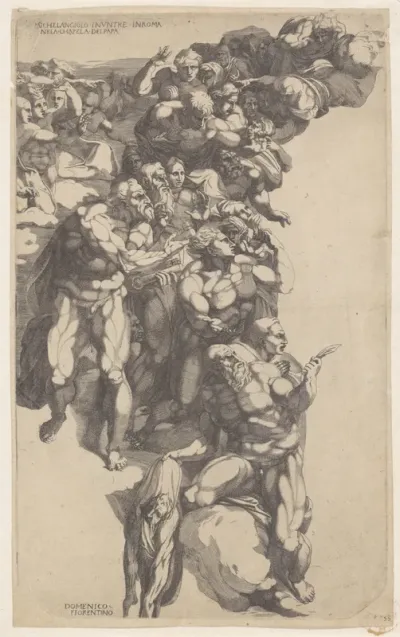 Groep heiligen uit Michelangelo's Laatste Oordeel