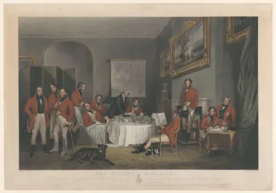 Groep jongemannen aan de ontbijttafel
