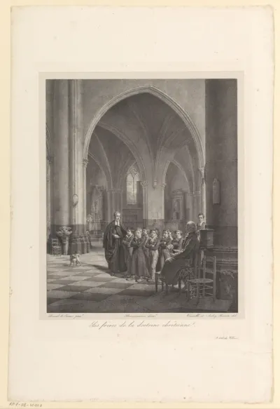 Groep jongens in een kerk
